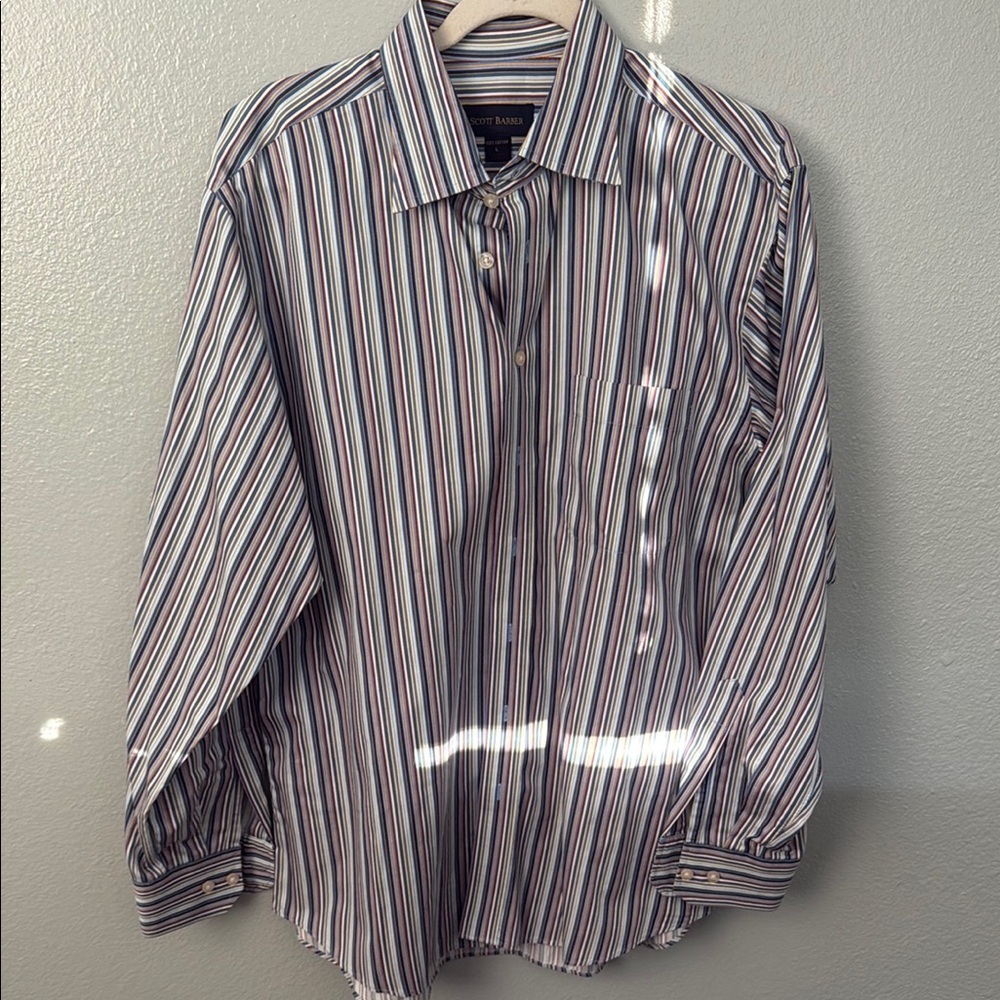 Scott Barber Blue and Red Casual Button Down Shirt